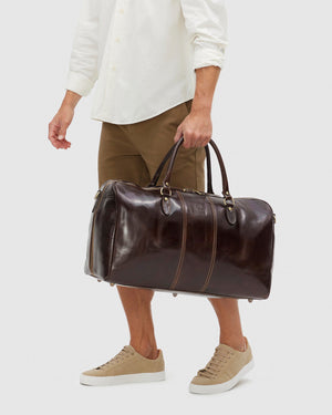 Albertis Chocolate - Leather Duffle Bag - Republic of Florence