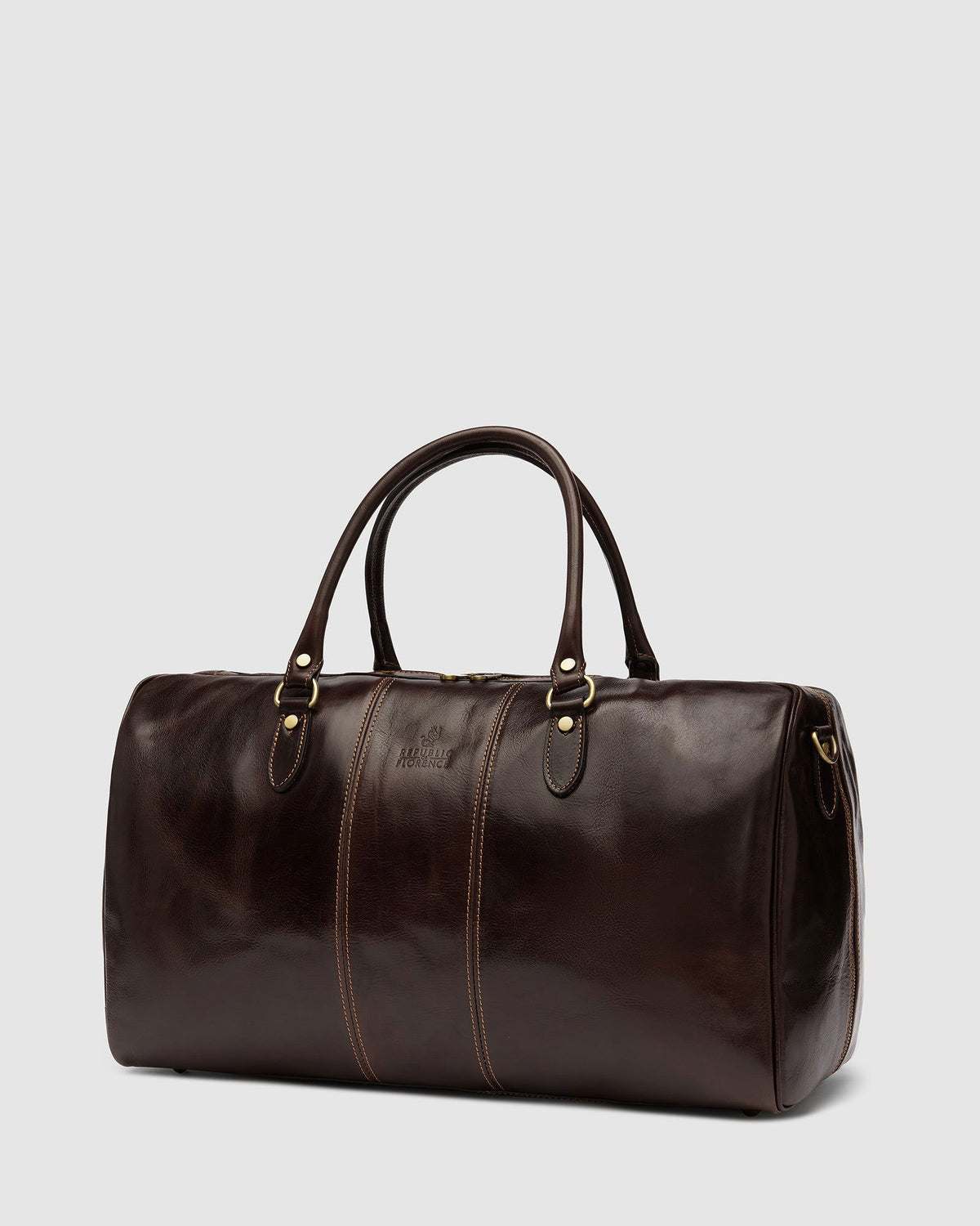 Albertis Chocolate - Leather Duffle Bag - Republic of Florence