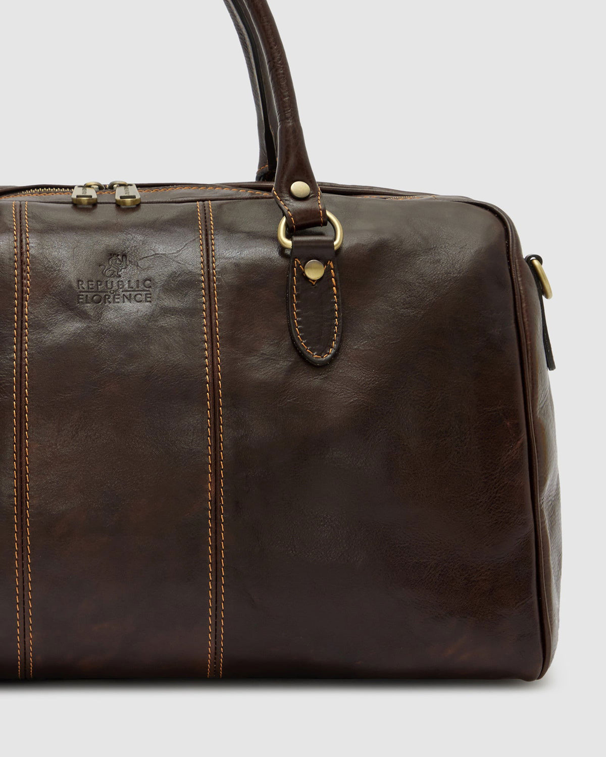 Albertis Piccolo Chocolate - Leather Duffle Bag - Republic of Florence