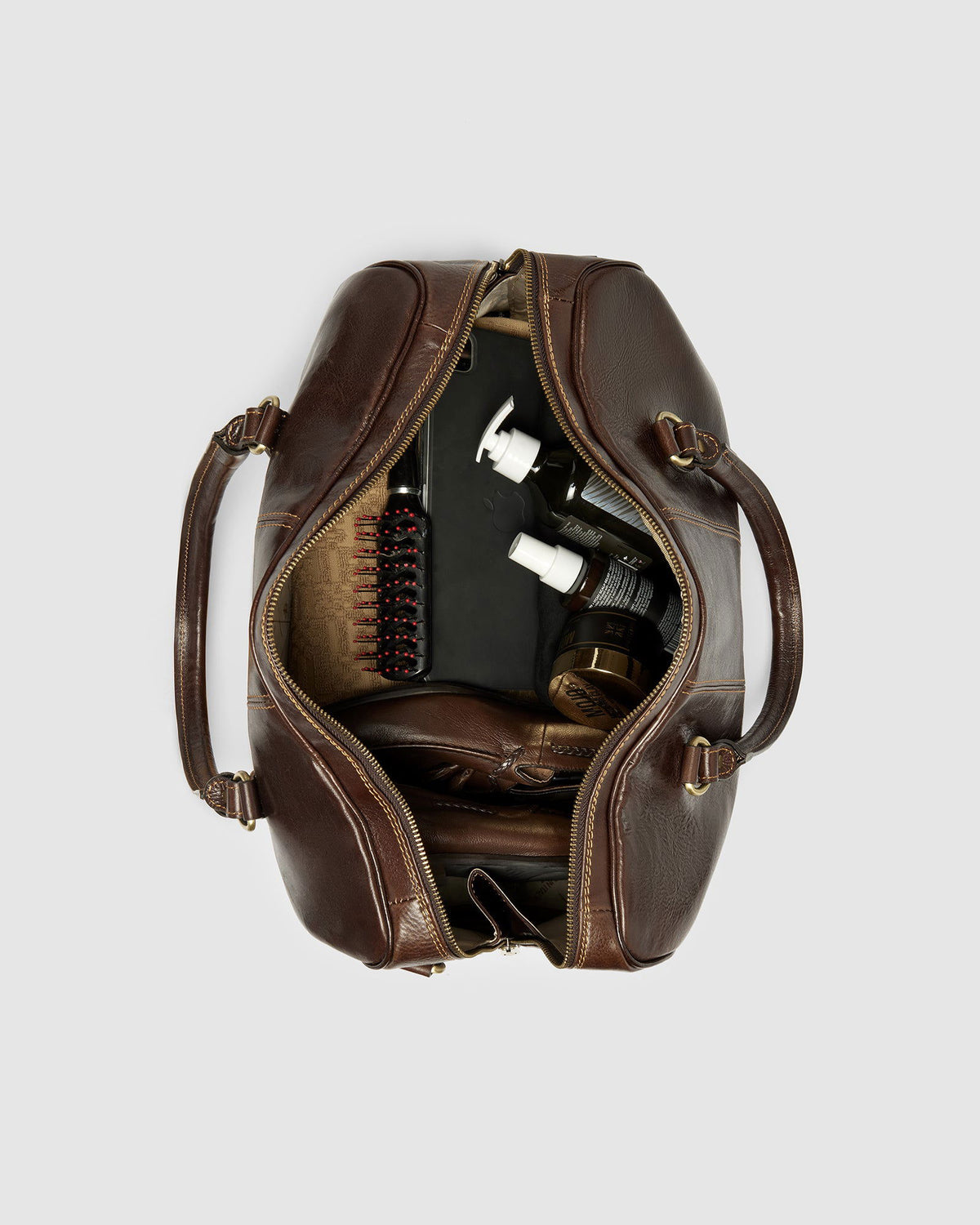 Albertis Piccolo Chocolate - Leather Duffle Bag - Republic of Florence