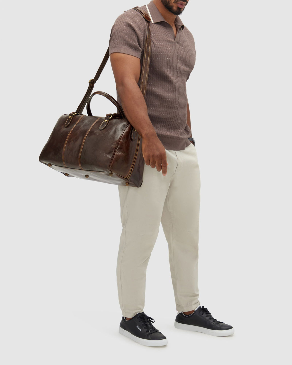 Albertis Piccolo Chocolate - Leather Duffle Bag - Republic of Florence