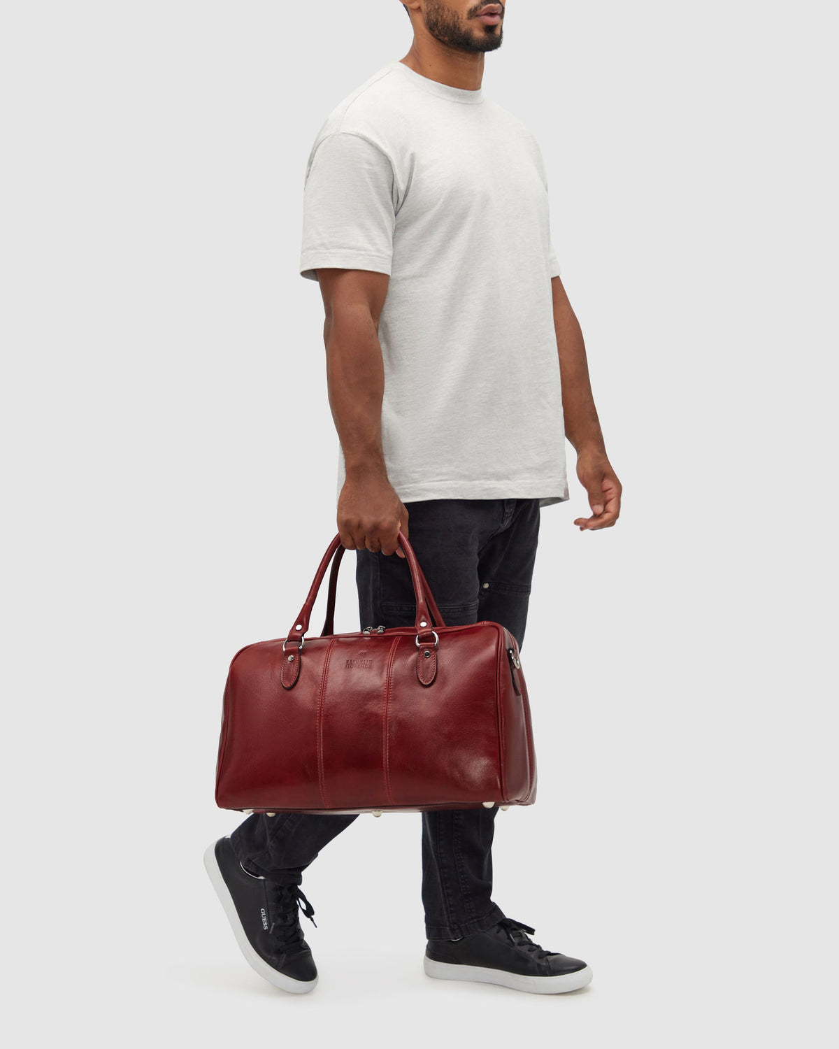 Albertis Piccolo Red - Leather Duffle Bag - Republic of Florence