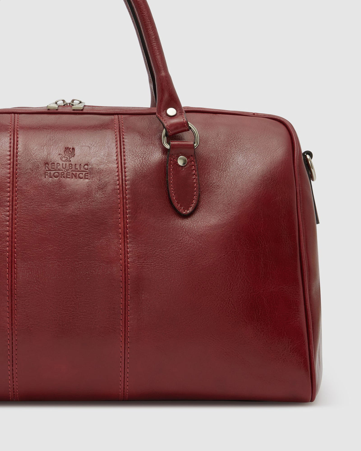 Albertis Piccolo Red - Leather Duffle Bag - Republic of Florence