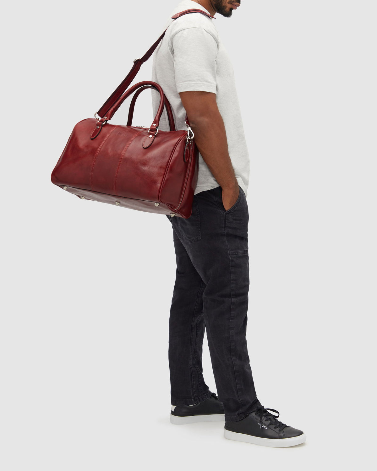 Albertis Piccolo Red - Leather Duffle Bag - Republic of Florence
