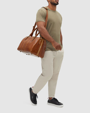 Albertis Piccolo Tan - Leather Duffle Bag - Republic of Florence