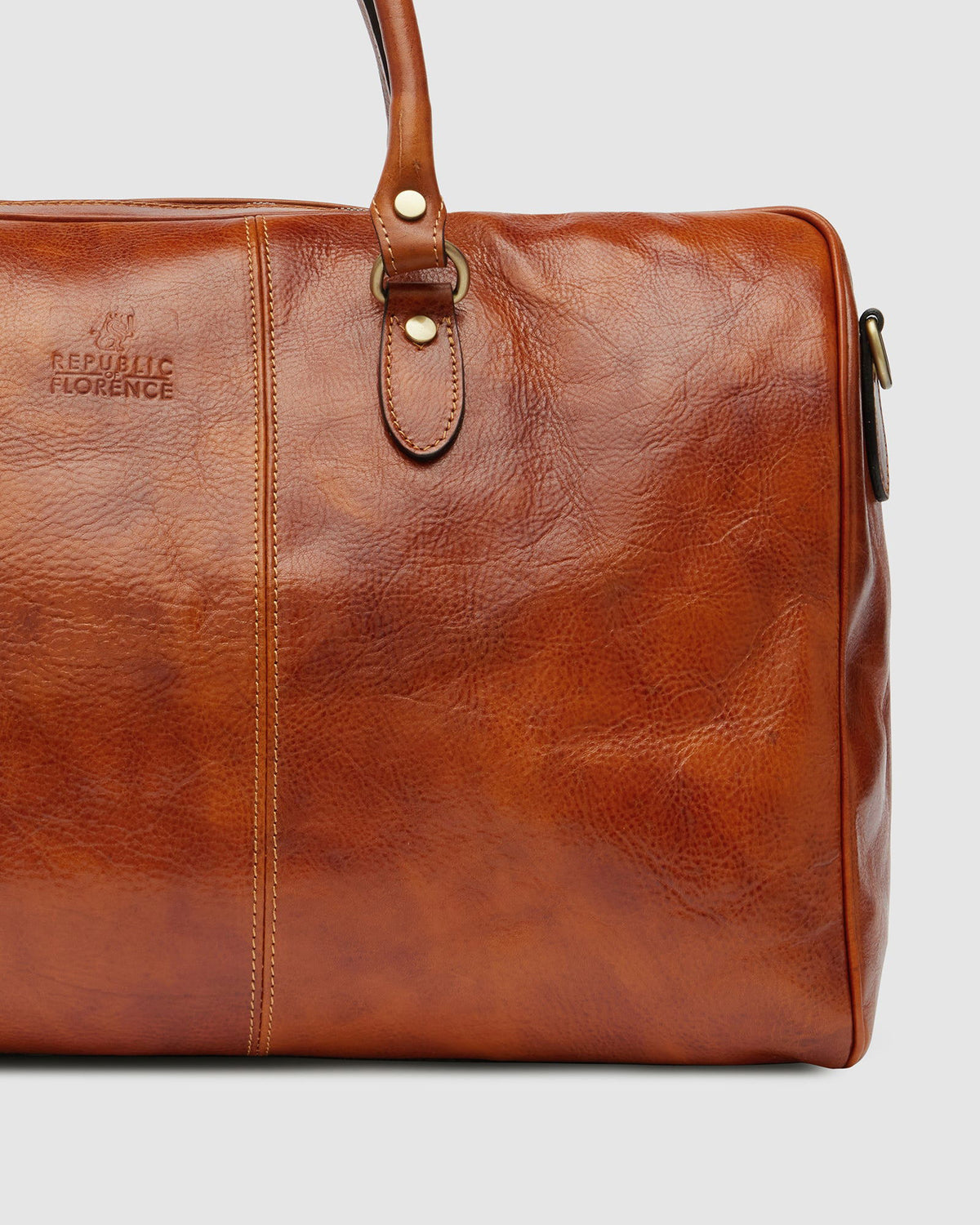 Albertis Tan - Leather Duffle Bag - Republic of Florence