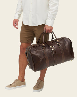 Amerigo Espresso - Leather Weekender Bag