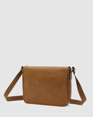 Aurelian Matt Tan - 13" laptop leather messenger - Republic of Florence