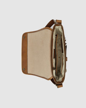 Aurelian Matt Tan - 13" laptop leather messenger - Republic of Florence