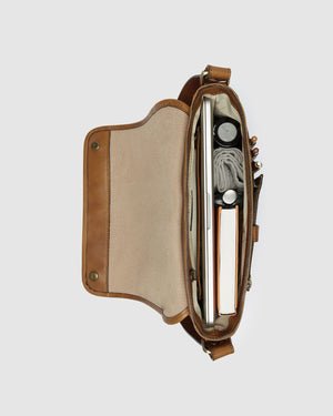 Aurelian Matt Tan - 13" laptop leather messenger - Republic of Florence