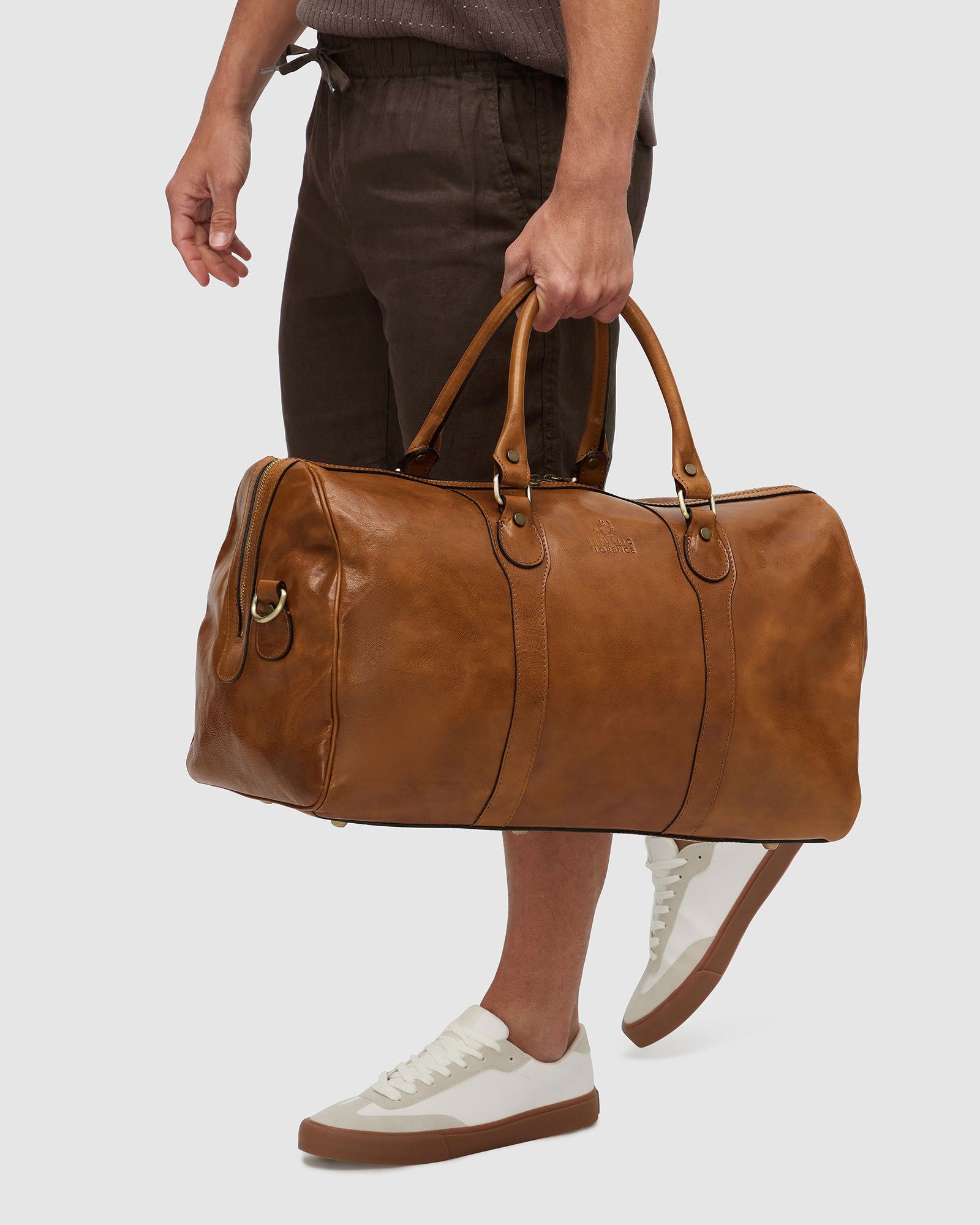 Beltrami Tan - Leather Duffle Bag - Republic of Florence