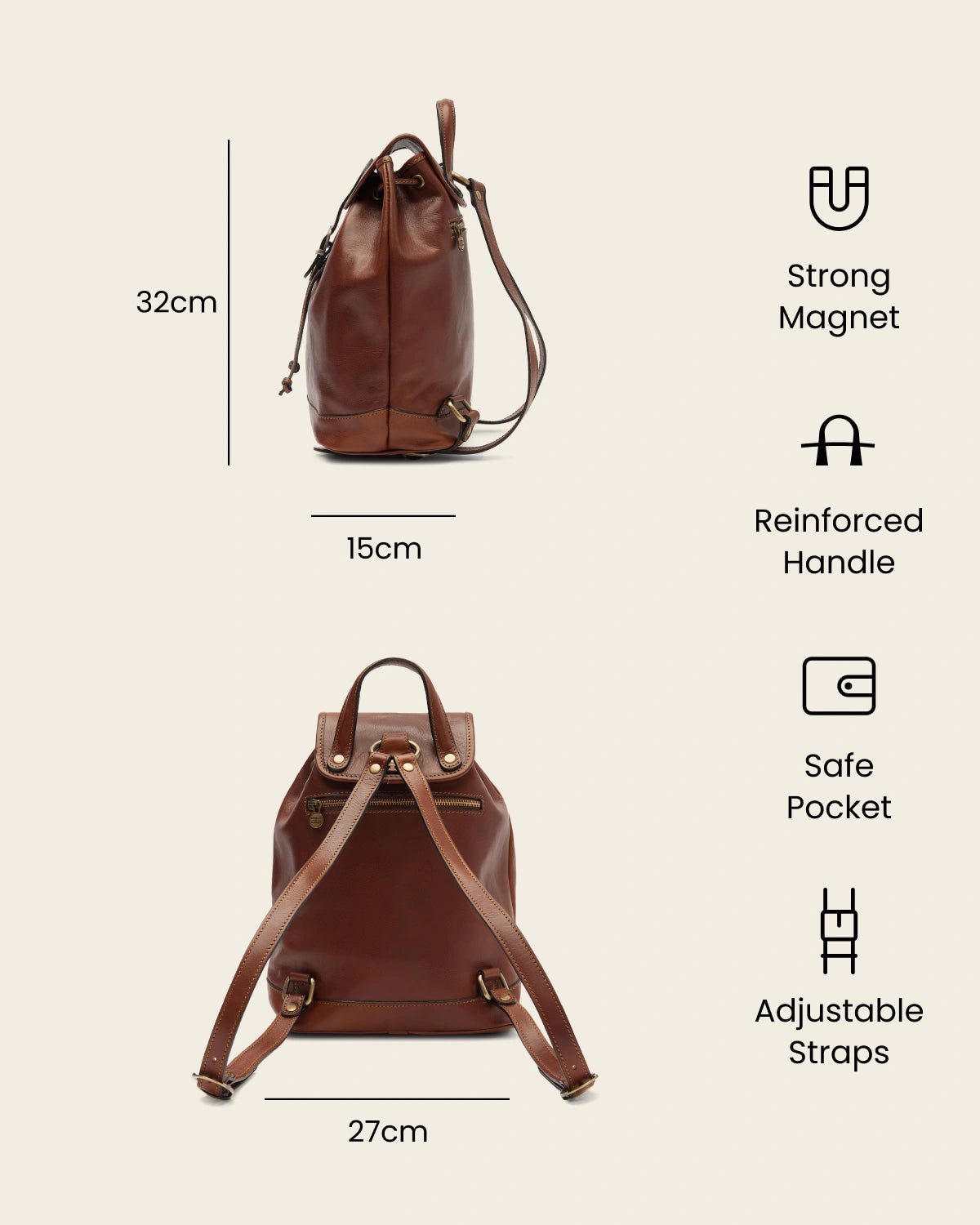Martina Earth - Leather Backpack