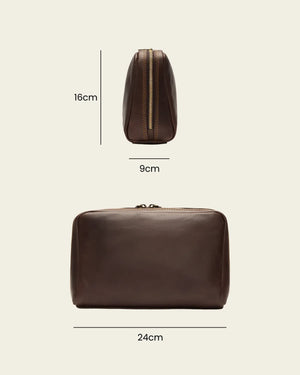 Primo Espresso - Leather Toiletry Bag