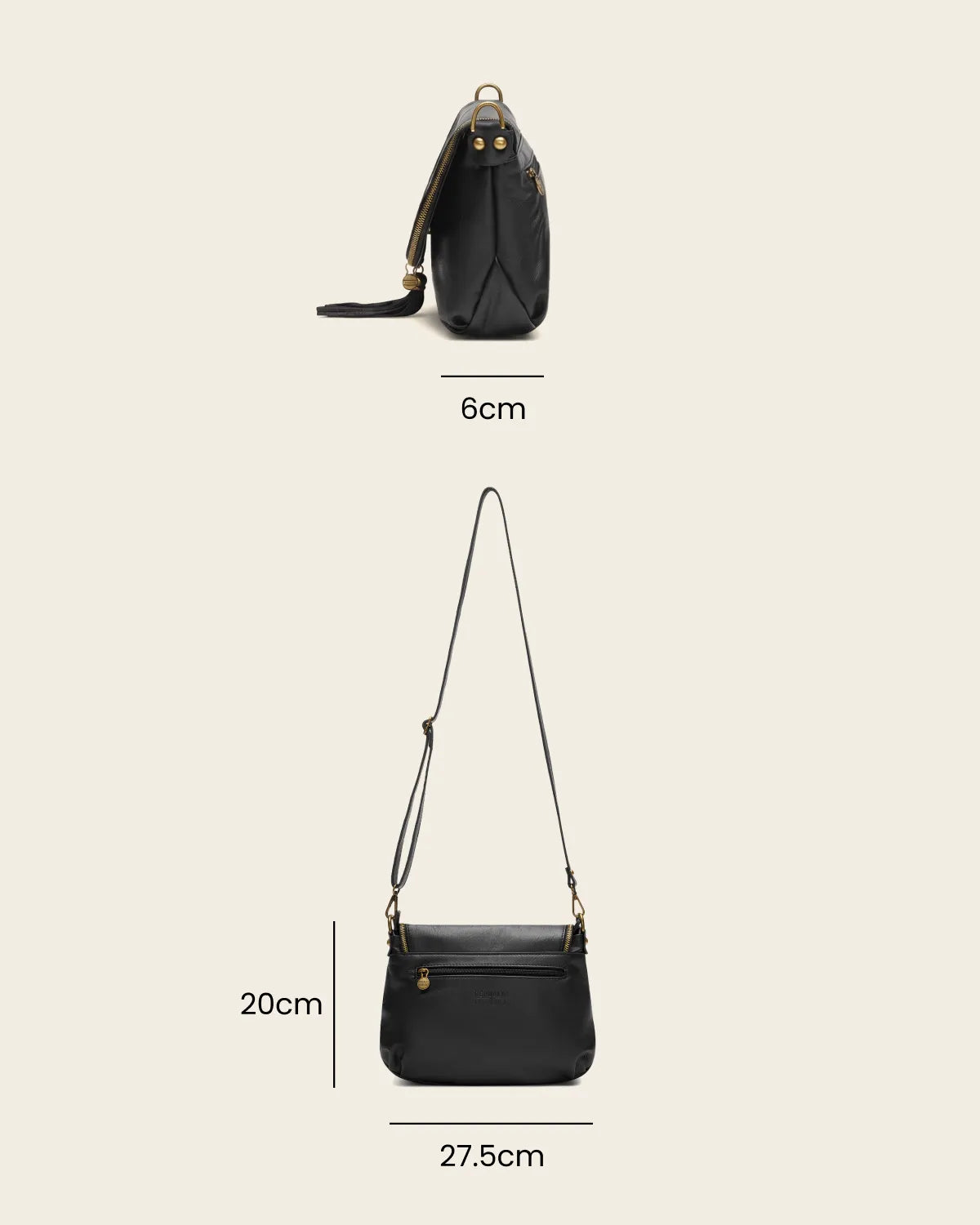 Vasarino Black - Leather Crossbody Bag