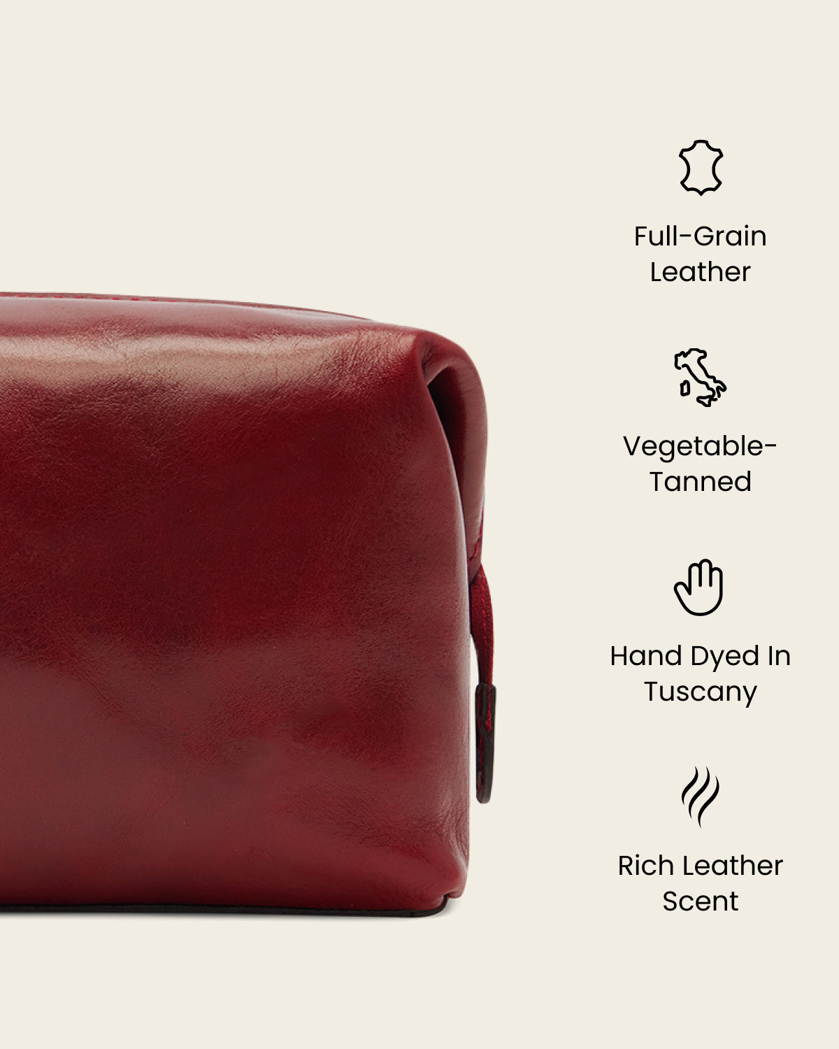 Grand Dopp Kit Rosso - Leather Toiletry Bag