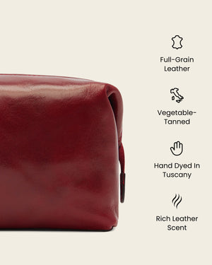 Grand Dopp Kit Rosso - Leather Toiletry Bag