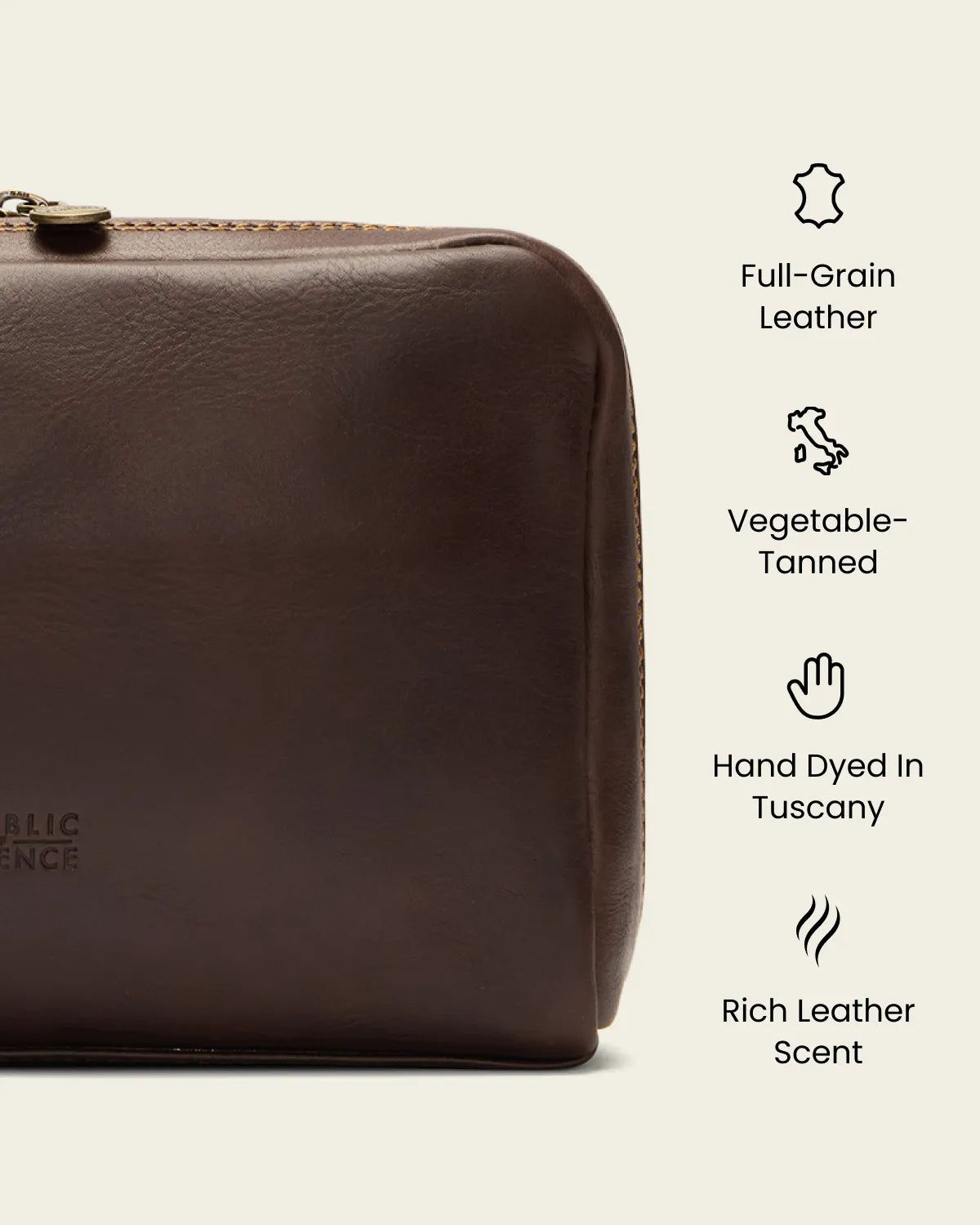 Primo Espresso - Leather Toiletry Bag