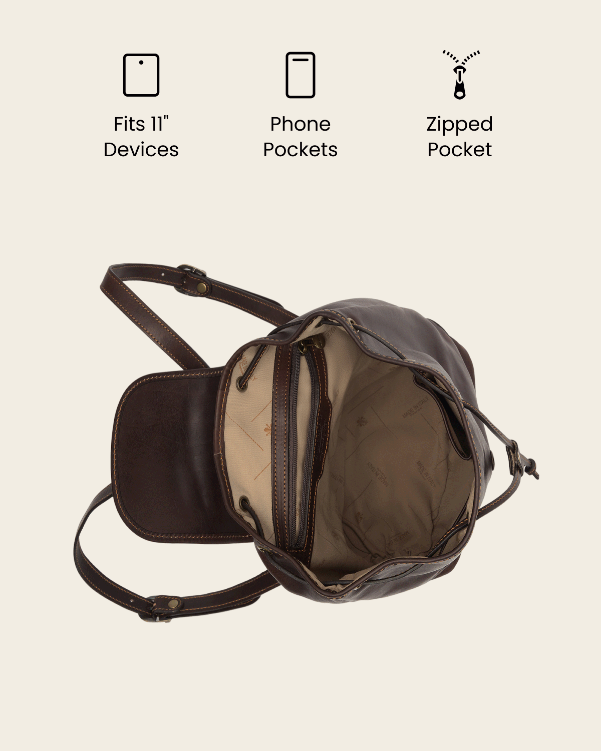 Martina Espresso - Leather Backpack