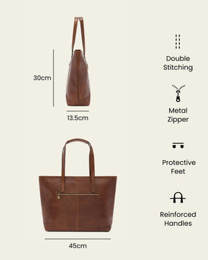 Beatrice Earth - Leather Work Tote
