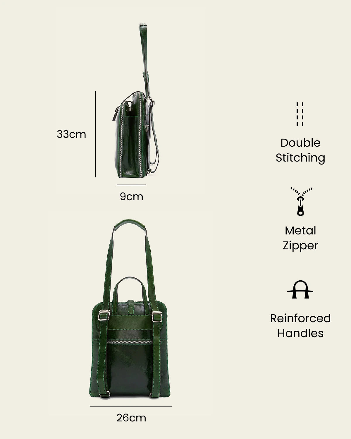 Emma Forest - 3-in-1 Convertible Leather Backpack