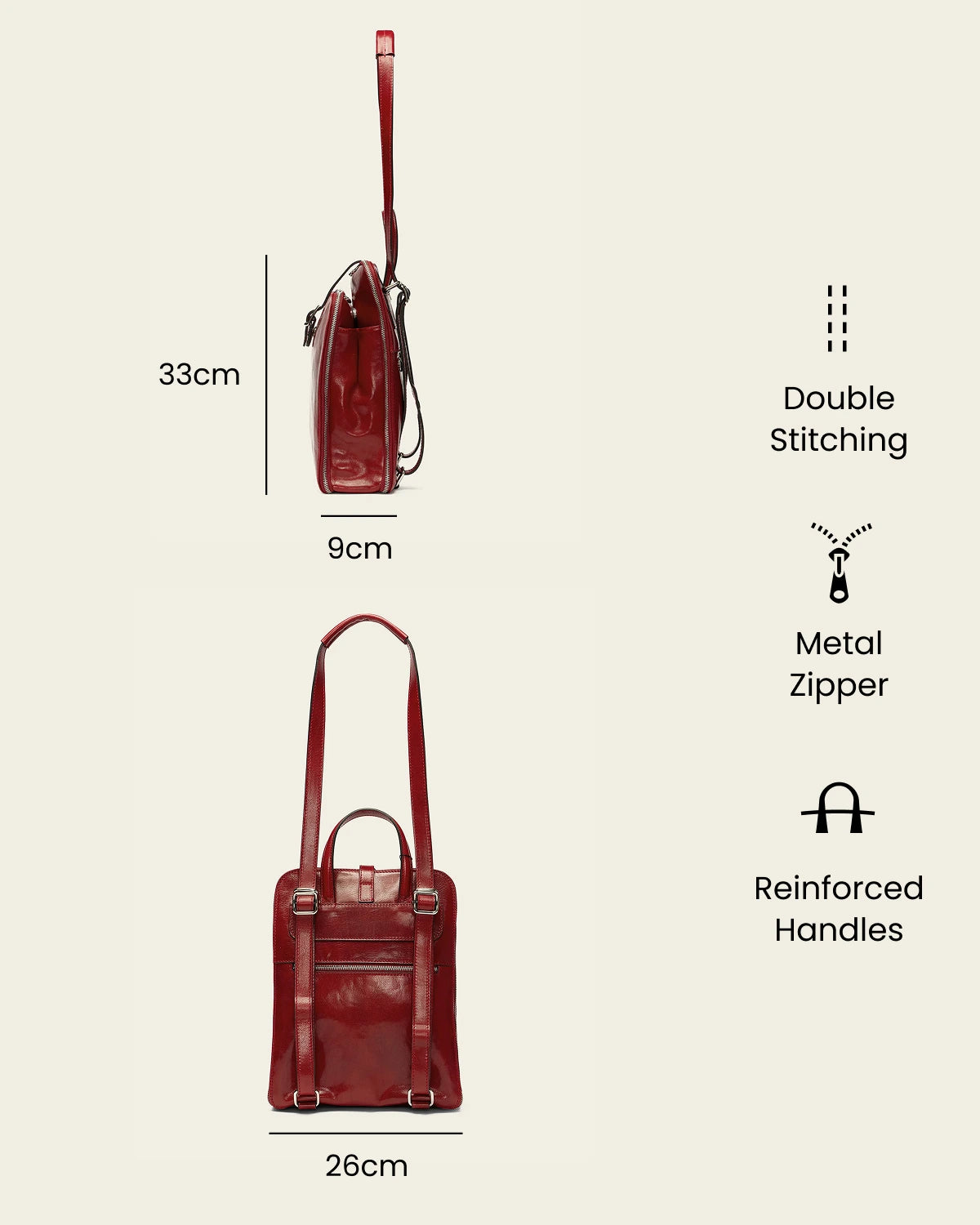 Emma Rosso - 3-in-1 Convertible Leather Backpack