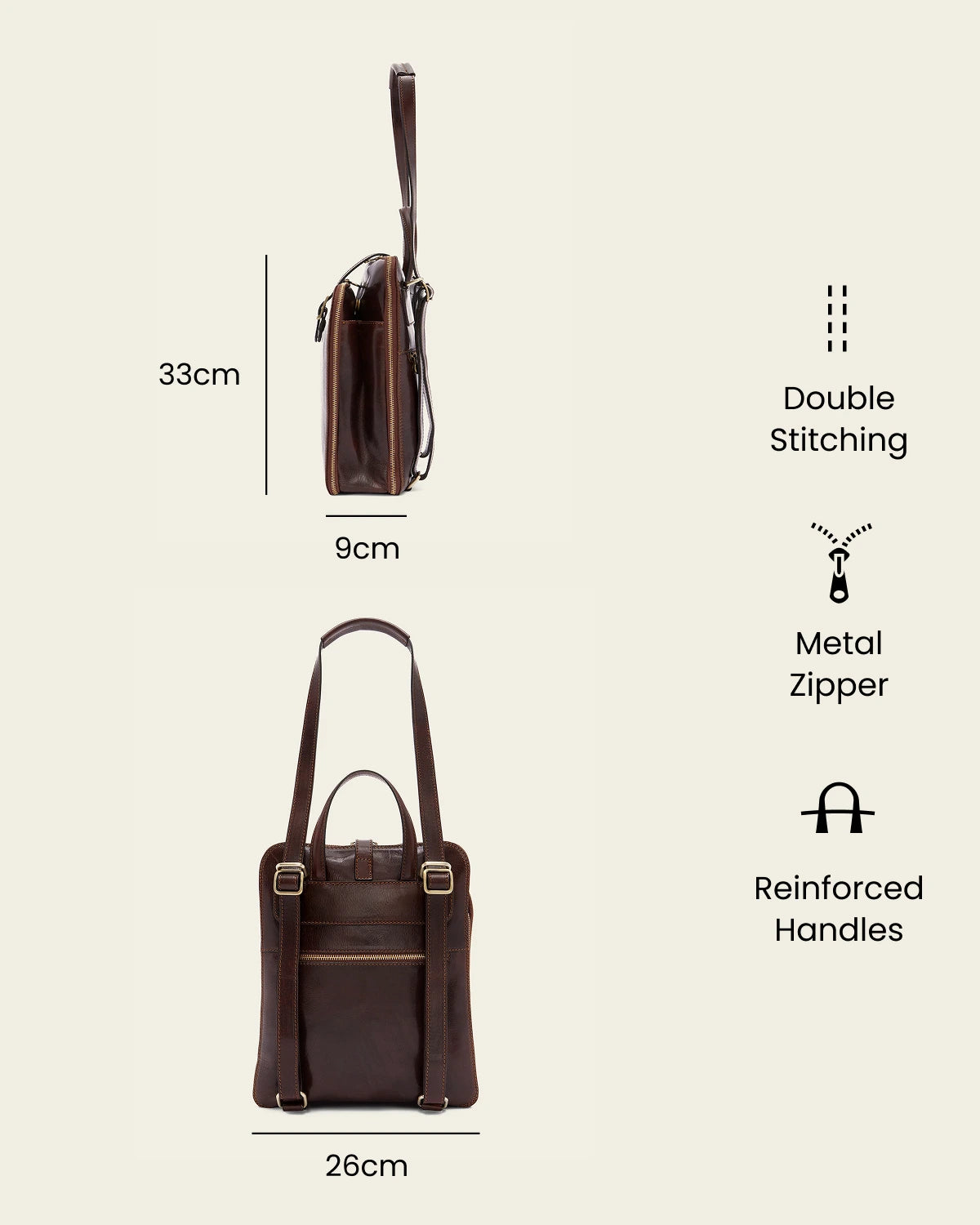 Emma Terra - 3-in-1 Convertible Leather Backpack