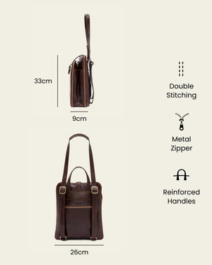 Emma Terra - 3-in-1 Convertible Leather Backpack