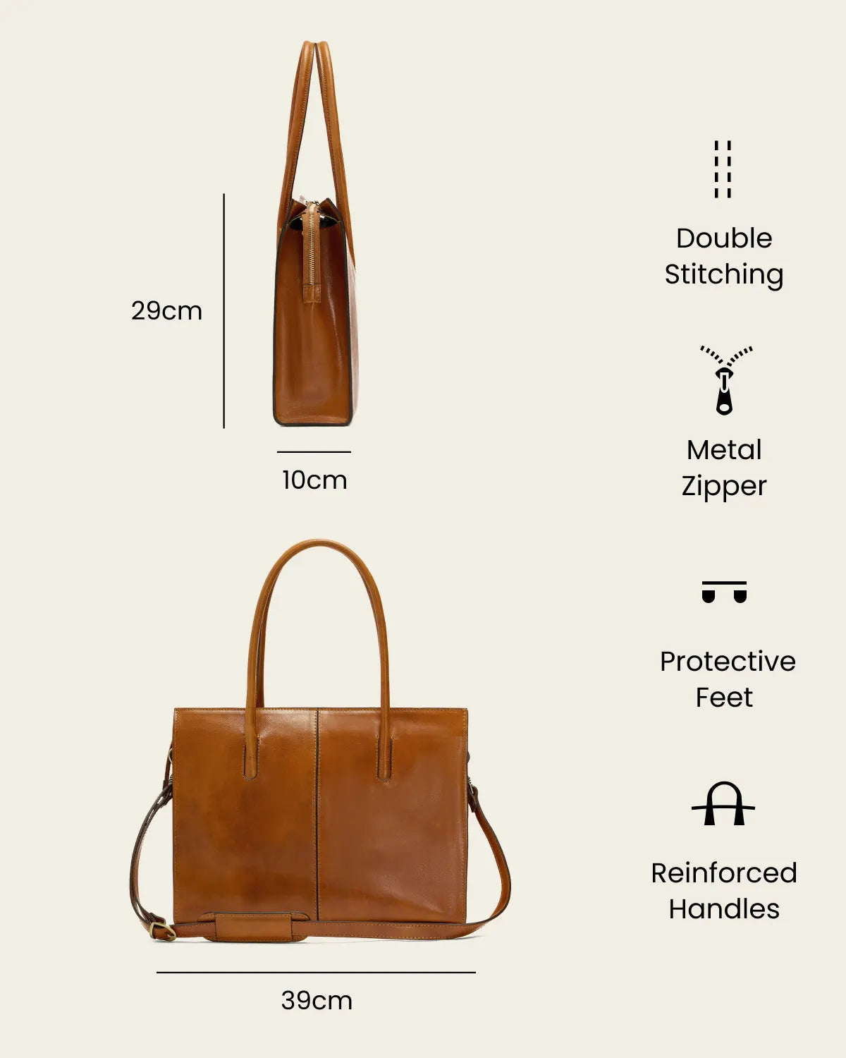 Florence Honey - Leather Work Tote
