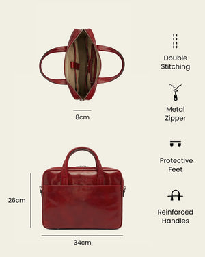 London Rosso - 14" Leather Briefcase