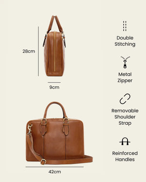 Madrid Burned - 16" Leather Briefcase