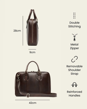Madrid Espresso - 16" Leather Briefcase