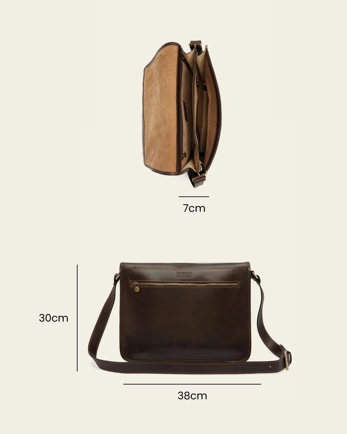 Nero Espresso - 15" Leather Messenger Bag