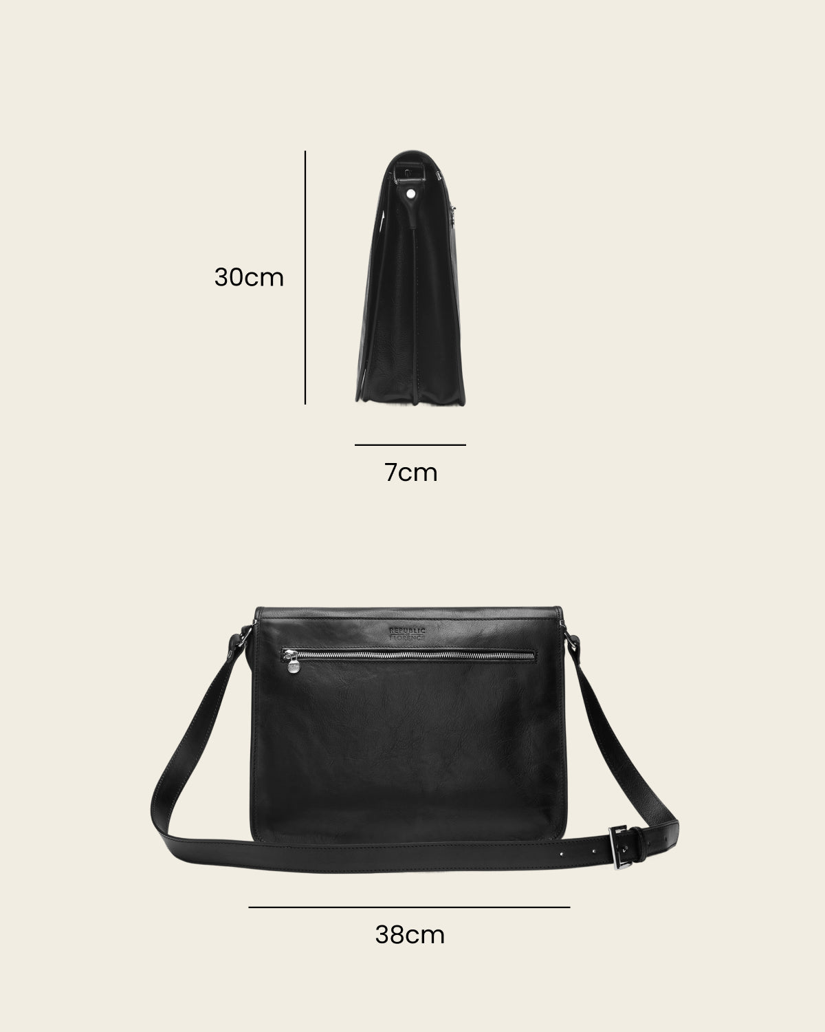 Nero Ink - 15" Leather Messenger Bag