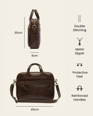 Pretoria Espresso - 15" Leather Laptop Briefcase