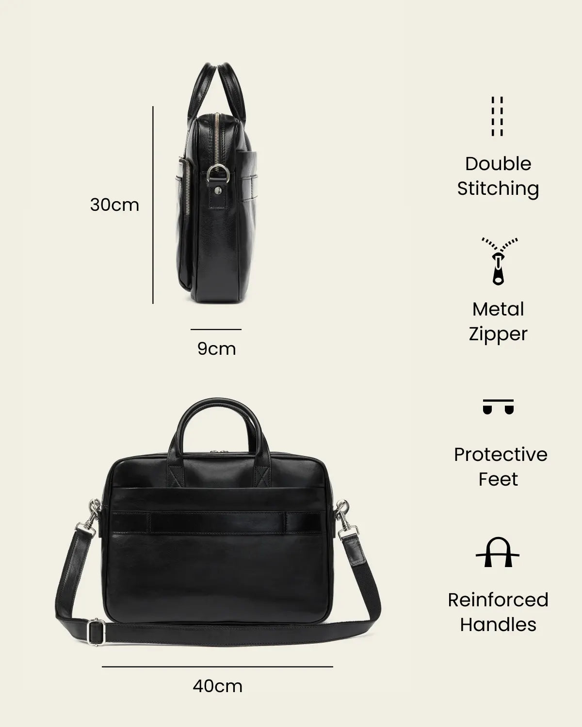Pretoria Jet - 15" Leather Laptop Briefcase