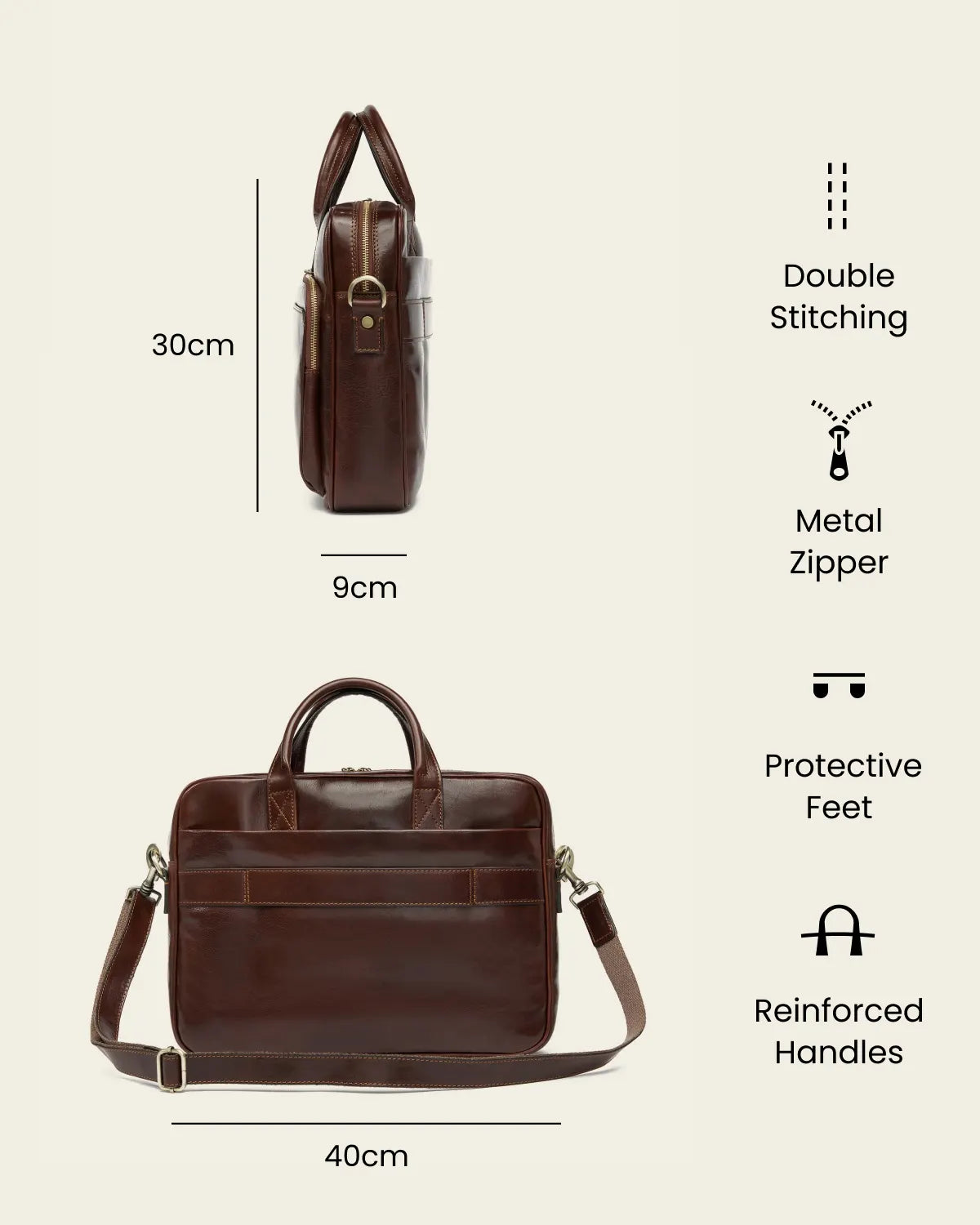 Pretoria Terra - 15" Leather Laptop Briefcase