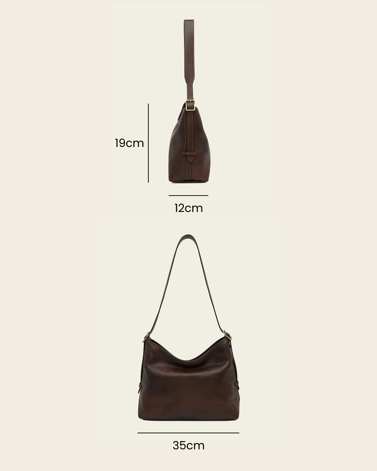 Sophia Espresso - Leather Shoulder Bag