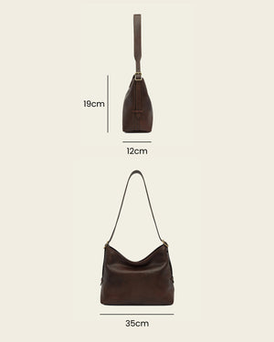 Sophia Espresso - Leather Shoulder Bag