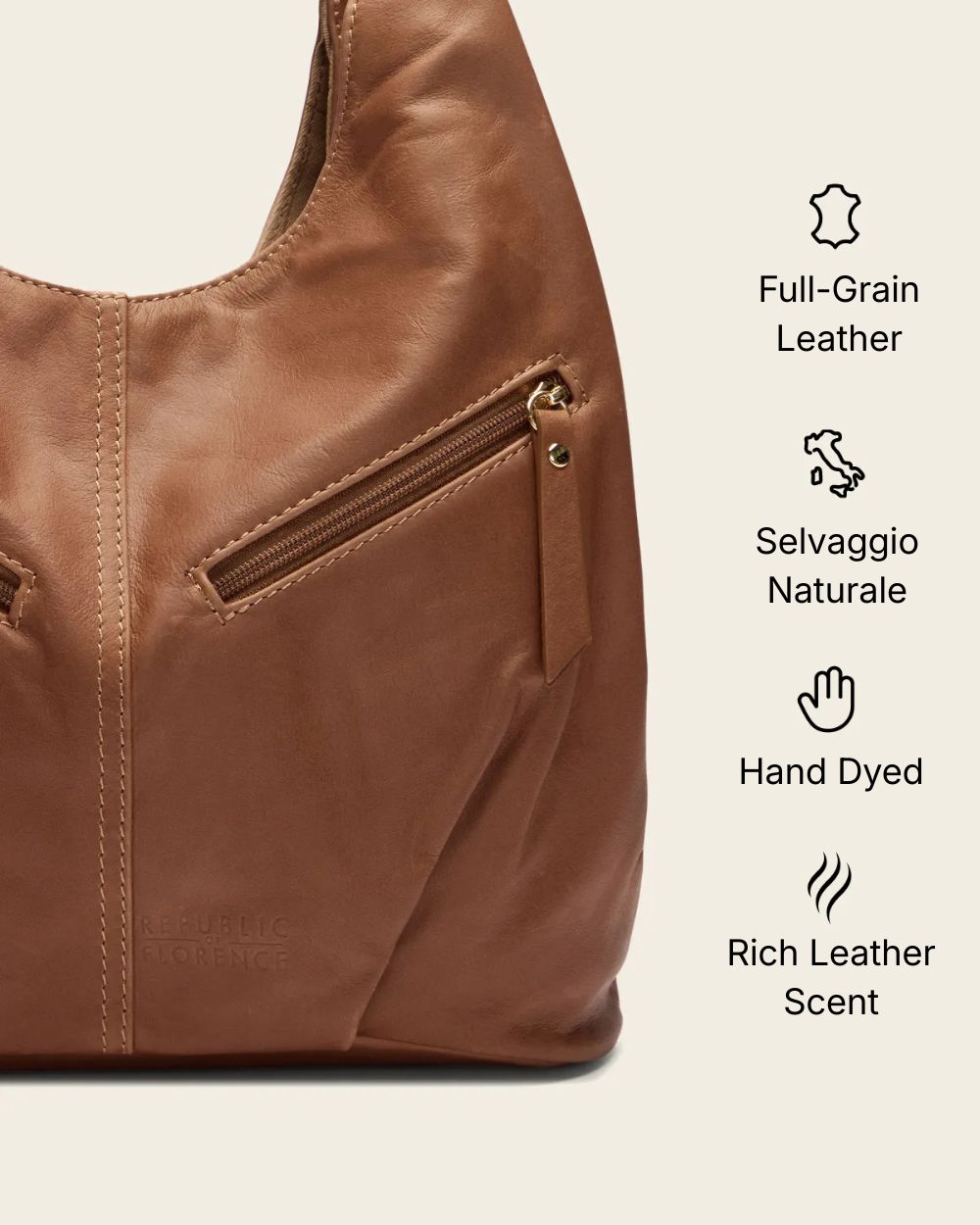 Catalina Brown - Leather Hobo Bag