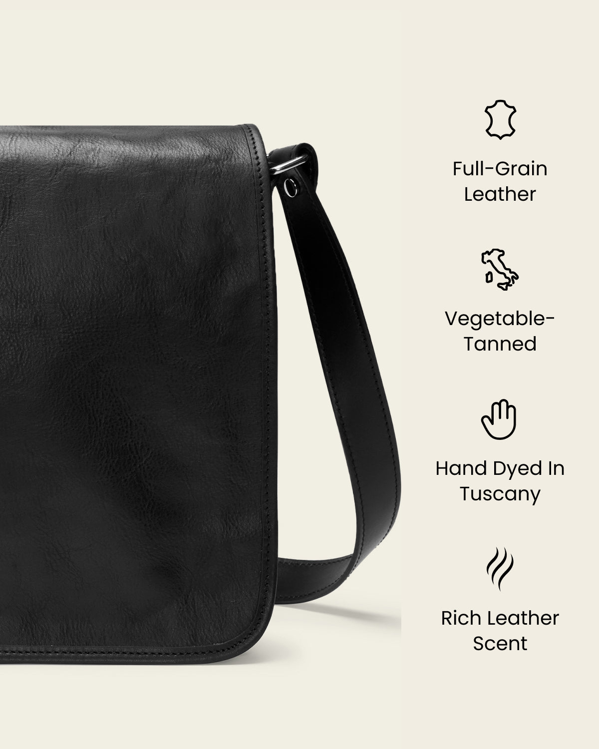 Nero Ink - 15" Leather Messenger Bag