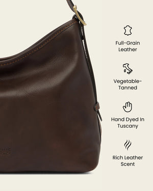 Sophia Espresso - Leather Shoulder Bag