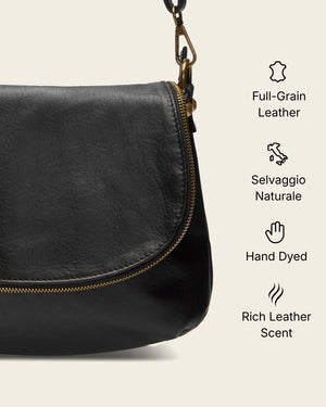Vasarino Black - Leather Crossbody Bag