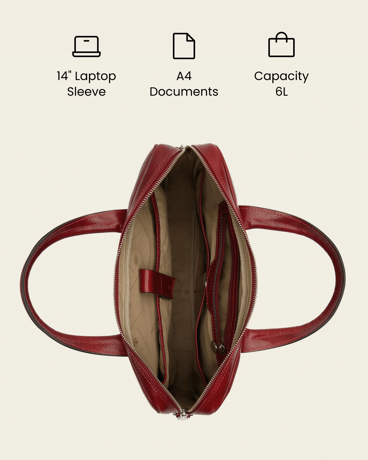 London Rosso - 14" Leather Briefcase