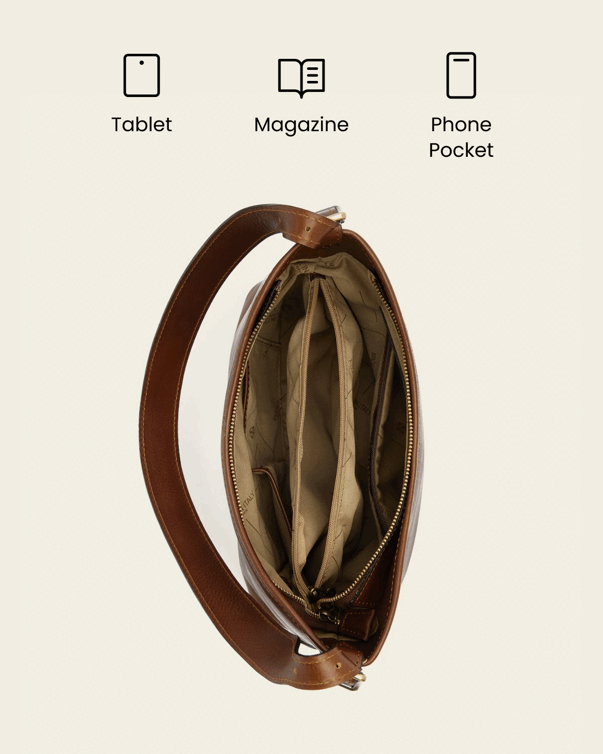 Sophia Earth - Leather Shoulder Bag
