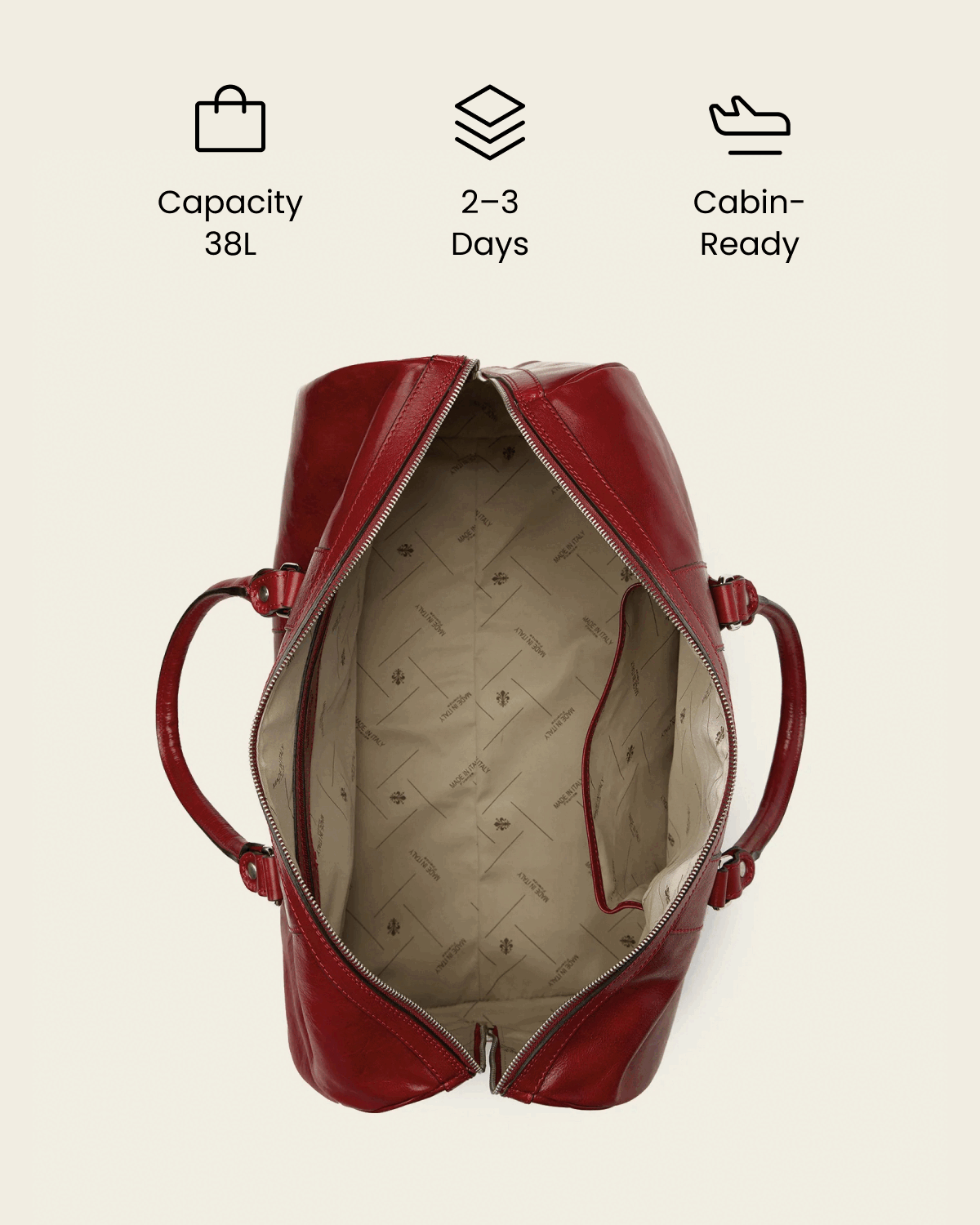 Beltrami Rosso - Leather Weekender Bag