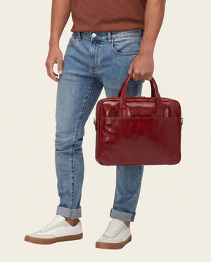 London Rosso - 14" Leather Briefcase