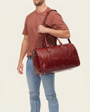 Beltrami Rosso - Leather Weekender Bag