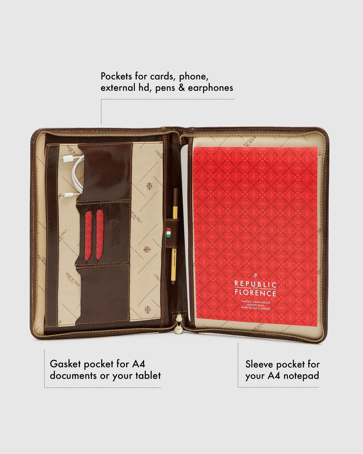 Folio Matt Brown - Leather Slim Compendium - Republic of Florence