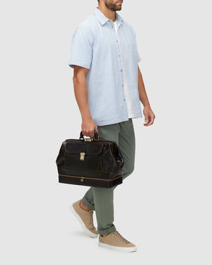 Hippocrates Matt Chocolate - Leather Doctor Bag - Republic of Florence