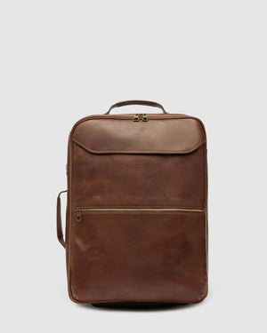 Kino Matt Brown - Wheeled Leather Trolley Case - Republic of Florence